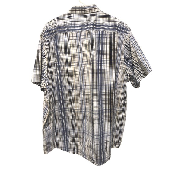 Tasso Elba Mens Blue Plaid XXL Short‎ Sleeve All Cotton Shirt - Picture 2 of 6